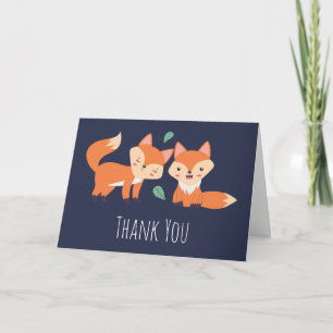Cartão Cute Orange Foxes Graphic Illustration Thank You