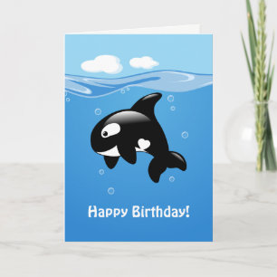 Cartão Cute Orca Whale Happy Birthday
