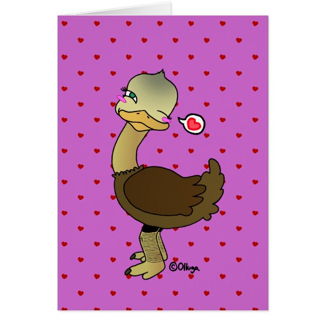 Cartão Cute ostrich wink (Frente)