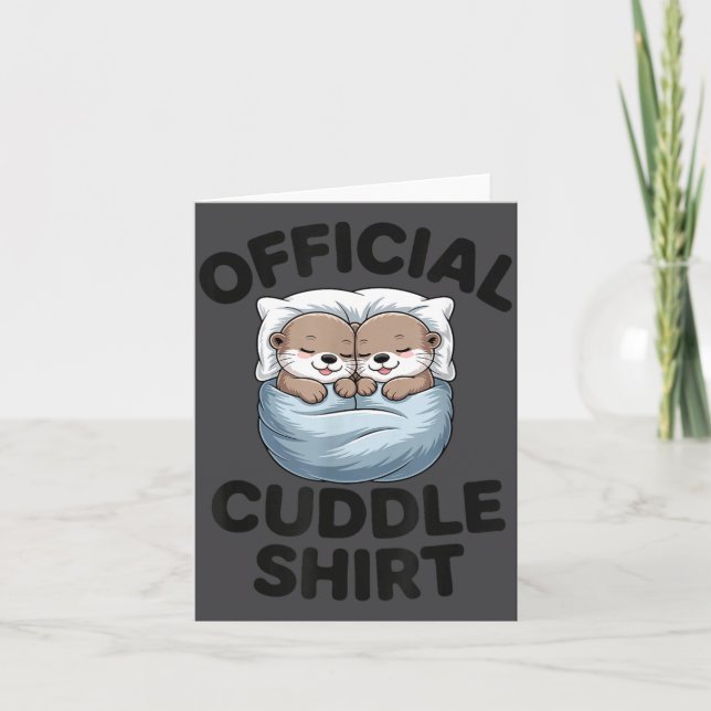 Cartão Cute Otter Couple Cozy Cuddle  (Frente)