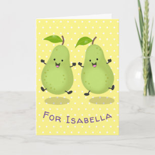 Cartão Cute pear pair cartoon illustration