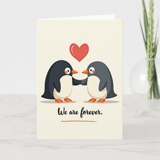 Cartão Cute Penguin Love Forever Card (Frente)