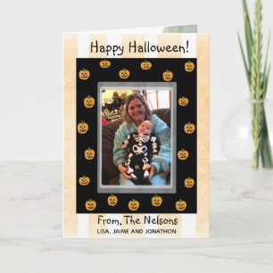 Cartão Cute Personalized Halloween Pumpkins and Ghouls