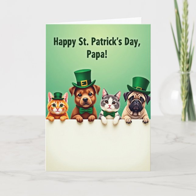 Cartão Cute Pets Patrick Day Papa Card (Frente)
