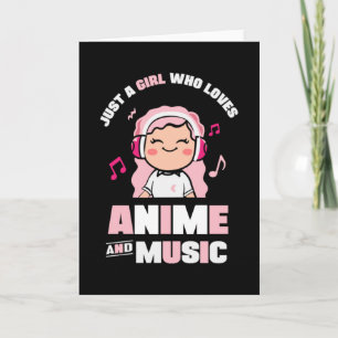 Cartão Cute Pink Anime Girl   for Anime & Music Lover