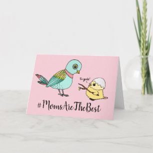 Cartão Cute Pink Baby Bird Cartoon First Mother's Day