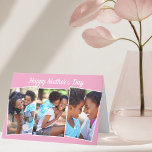 Cartão Cute Pink Mother's Day Photo Collage from Daughter<br><div class="desc">Pretty pink folded Happy Mother's Day card with a mom and daughter photo collage. Personalize this cute gift for your mom with your 3 favorite family pictures.</div>