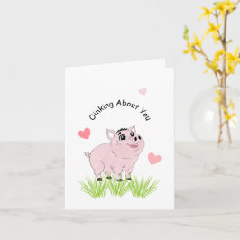 Cartão Cute pink pig for Valentine