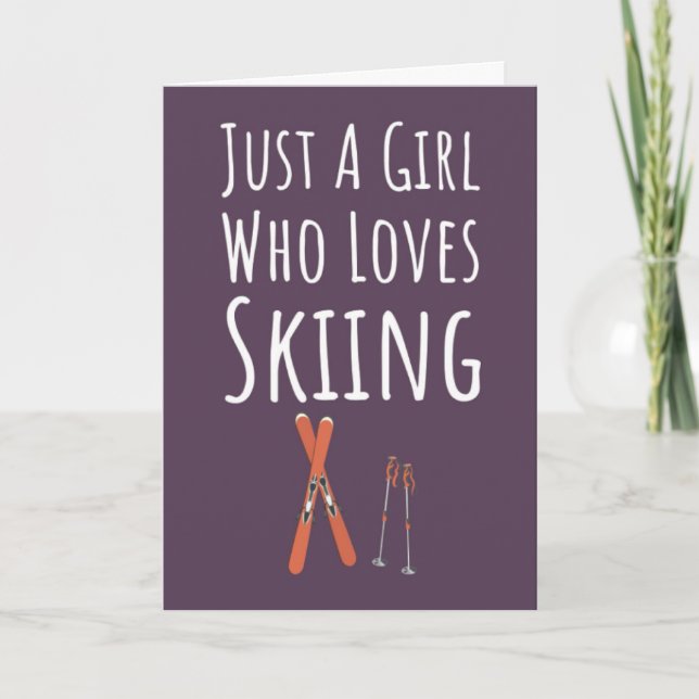 Cartão Cute Pink Ski Cards For Baby Girls Kids Skier (Frente)