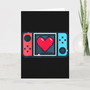 Cartão Cute Pixel Heart Gamer Dia dos Namorados T Para Ho