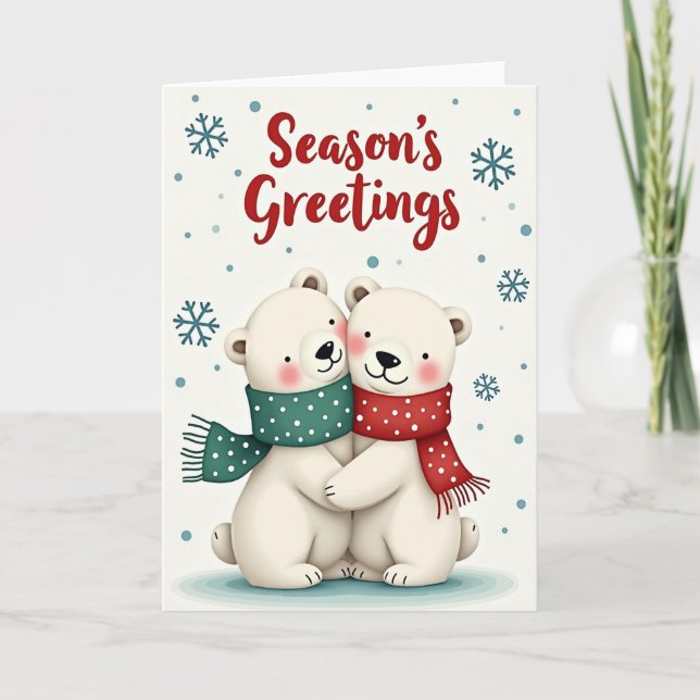 Cartão Cute Polar Bear Holiday Card (Frente)