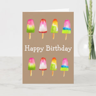 Cartão Cute popsicle ice-block Summer birthday
