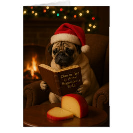 Cartão Cute Pug 'Cheese Tax' Christmas card