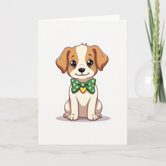 Cartão Cute Puppy Bow Tie Card (Frente)
