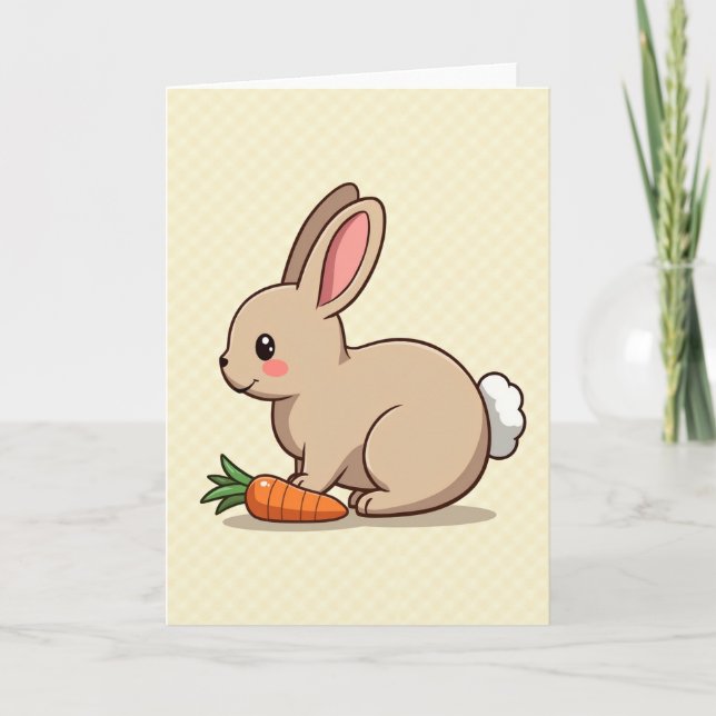 Cartão Cute Rabbit And Carrot Art Card (Frente)