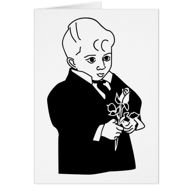 Cartão Cute Ringbearer BW (Frente)