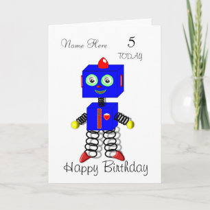 Cartão Cute Robot Child's Personalised Birthday Card