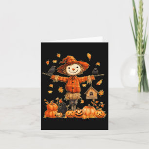 Cartão Cute Scarecrow Pumpkin Dia das Bruxas de Ação de G