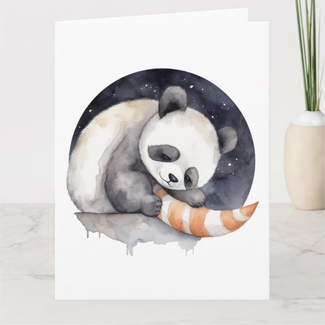Cartão Cute Sleepy Panda (Frente)