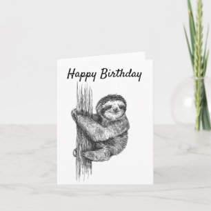 Cartão Cute Sloth Birthday card