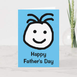 Cartão Cute Smiling Happy Face Blue Fathers Day