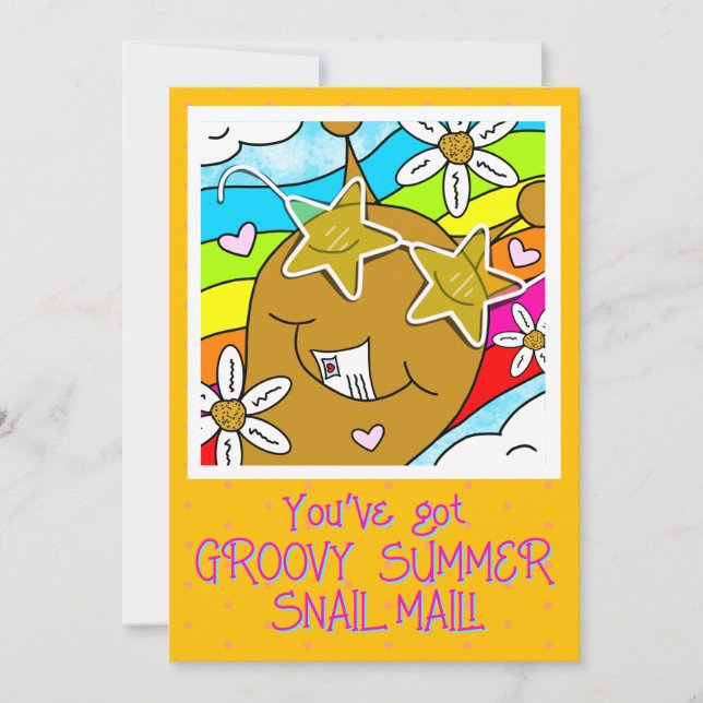 Cartão Cute Snail Groovy Summer Mail Saudação (Frente)