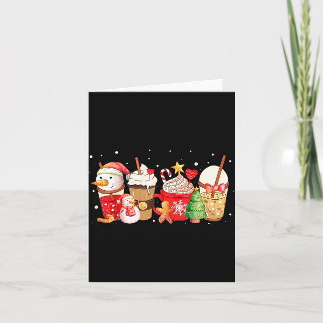 Cartão Cute Snowman Coffee Lover Latte Gingerbread Funny  (Frente)