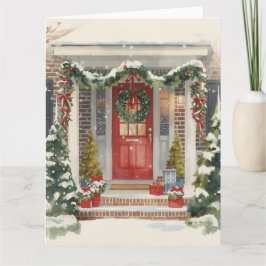 Cartão Cute Snowy Christmas Porch 