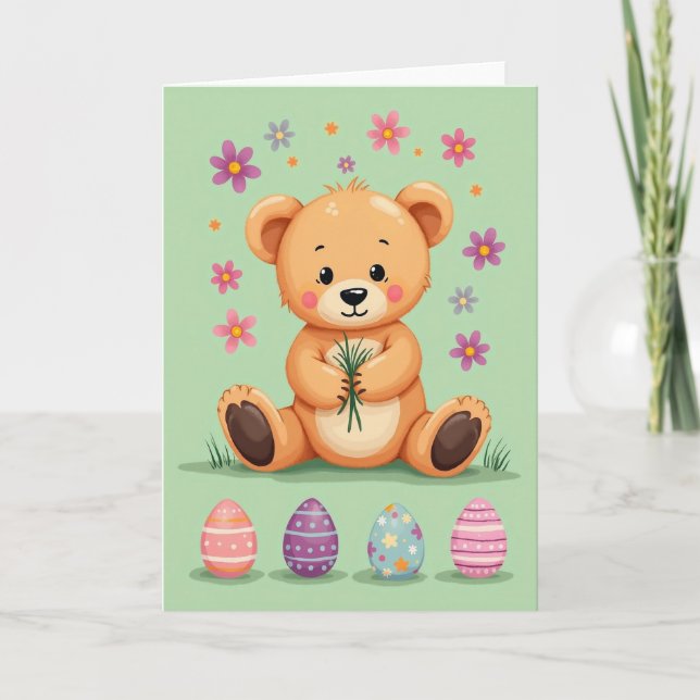 Cartão Cute Spring Bear Friend Card (Frente)