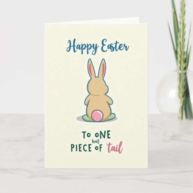 Cartão Cute Spring Bunny Fun Message Card (Frente)
