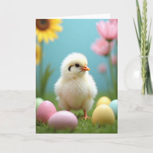 Cartão Cute Spring Chick Scene Card (Frente)