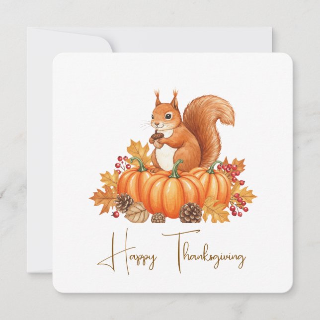 Cartão Cute squirrel thanksgiving card  (Frente)
