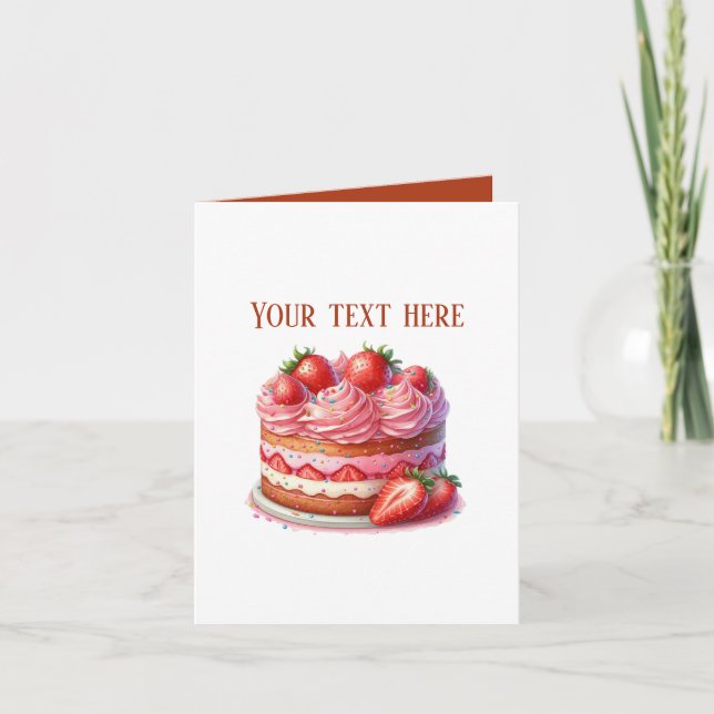 Cartão Cute strawberry cake Bakery vendors customizable (Frente)