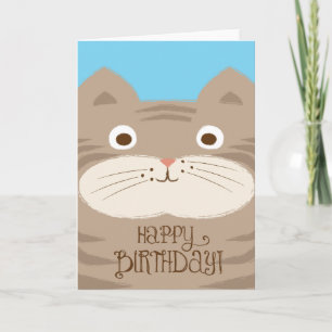 Cartão Cute Stripey Brown Cat Birthday Card