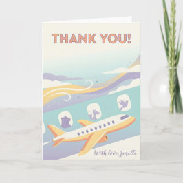 Cartão Cute Travel Lover Thank You Airplane Rainbow Sky