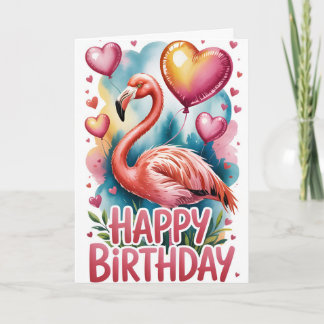 Cartão Cute Tropical Flamingo Birthday Card