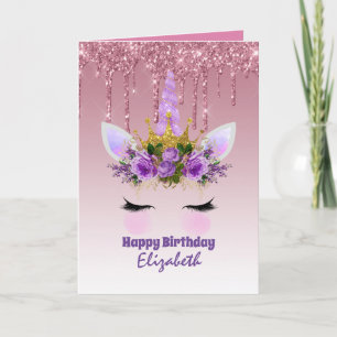 Cartão Cute Unicorn Fantasy Bonito Girly Design Purple