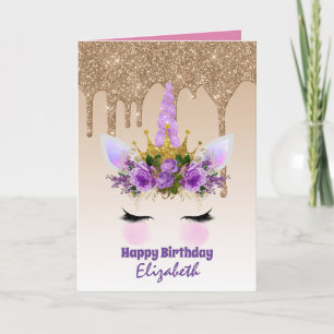 Cartão Cute Unicorn Fantasy Bonito Girly Design Purple