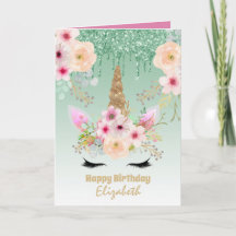 Cute Unicorn Fantasy Bonito Girly Green Pink Name