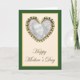 Cartão Cute Vintage Floral Heart Photo Template