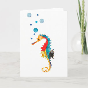Cartão Cute Watercolor SEA HORSE seahorse Ocean Animal