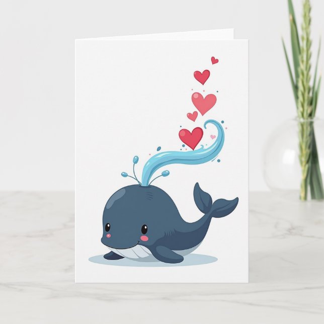 Cartão Cute Whale Love Stream Card (Frente)