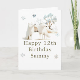 Cartão Cute Winter Arctic Wolf Birthday Party