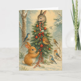Cartão Cute woodland bunny christmas festive winter cozy 