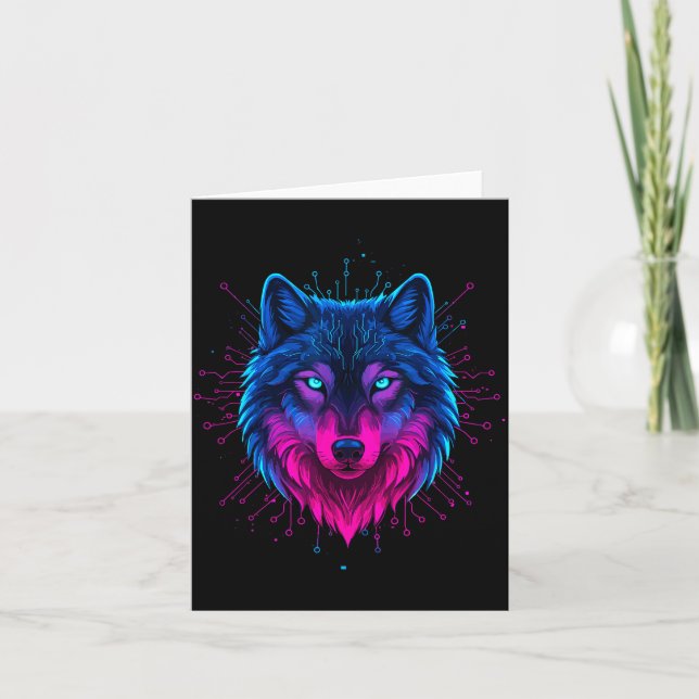 Cartão Cyber Wolf For Animal Lovers And Birthday And Birt (Frente)