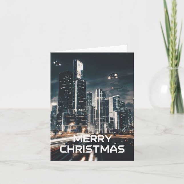 Cartão Cyberpunk City Christmas (Frente)
