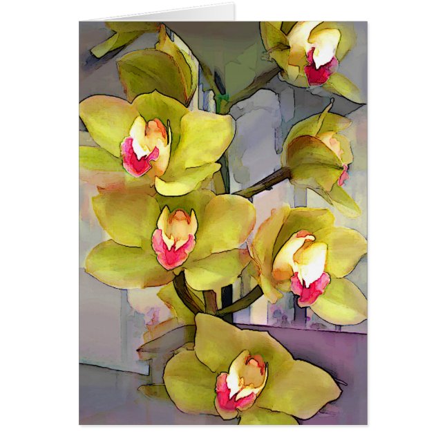 Cartão Cymbidiums Chartreuse (Frente)