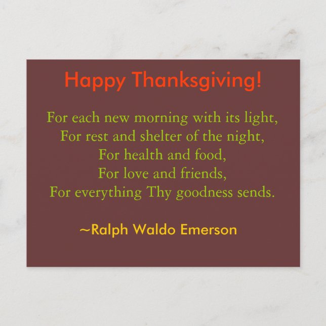 Cartão da acção de graças (Frente)