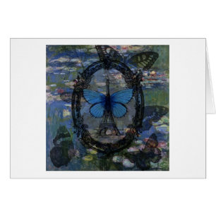 Cartão da arte da colagem do azul francês