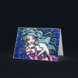 Cartão da arte da fantasia da sereia do selo do<br><div class="desc">Este cartão foi projetado e criado que caracteriza a arte original,  pintado mão da fantasia de Hannah Lynn. Para aprender mais sobre este artista,  visite hannahlynnart.com.</div>